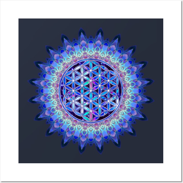 Flower Of Life Blue Violet Colored Stars Heaven Wall Art by EDDArt